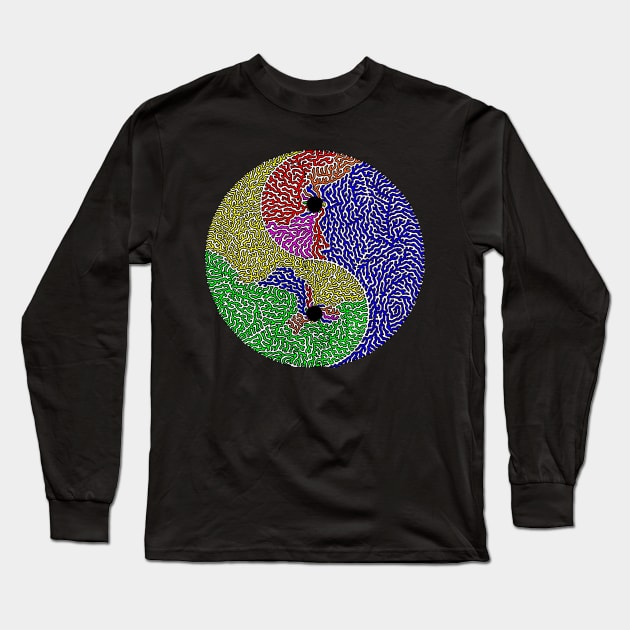 Rainbow Yin and Yang Long Sleeve T-Shirt by NightserFineArts